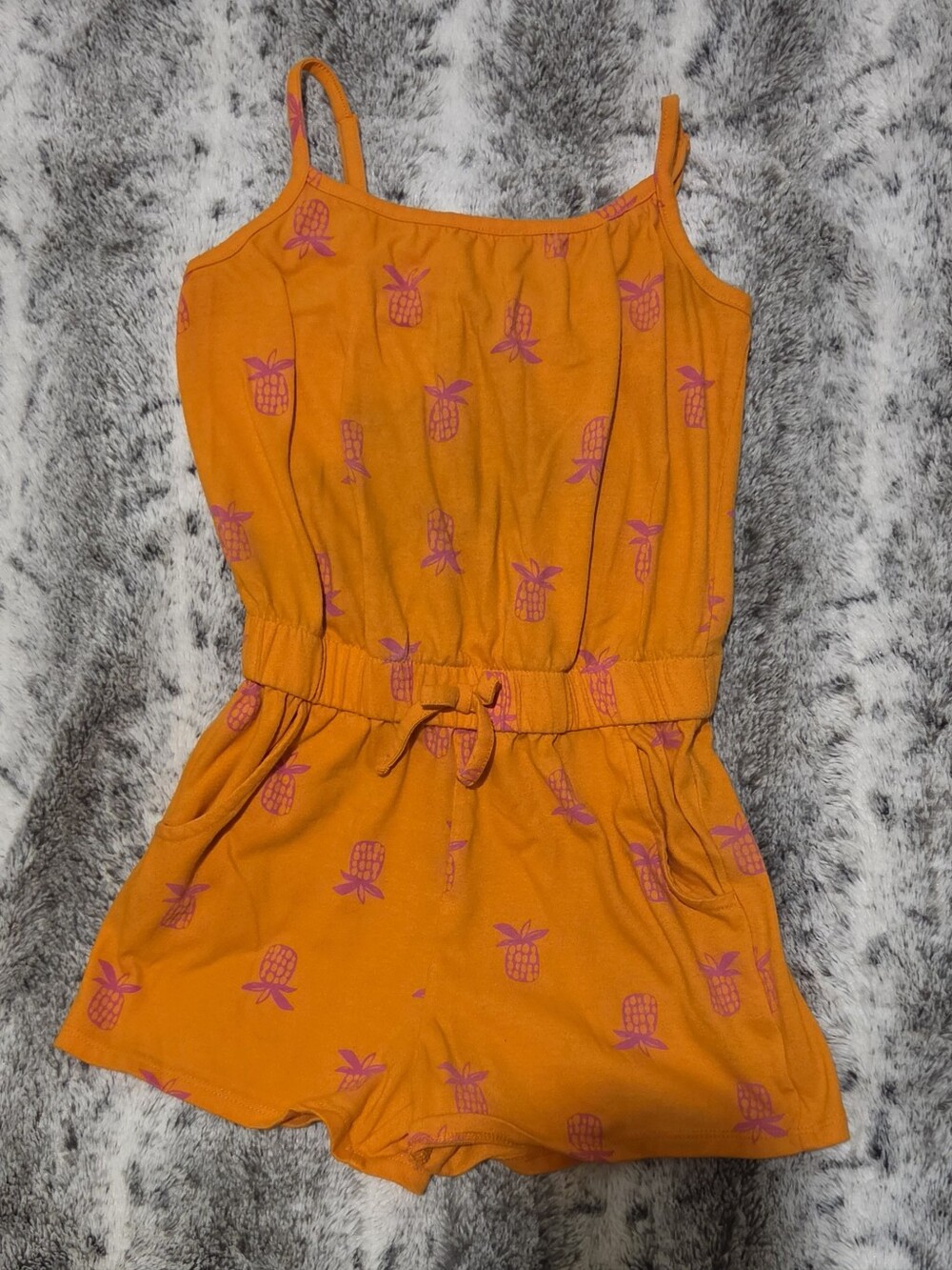 Cat & Jack Orange Pineapple Print Romper with Pink Pineapples
